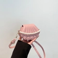 Pink shell-shaped crossbody bag with pearl strap and adjustable shoulder strap - Pink