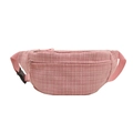Minimalist pink plaid crossbody chest bag with adjustable strap and buckle for women - Pink