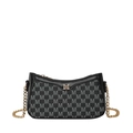 Sac bandoulière noir à monogramme avec détails dorés M et bandoulière chaîne chic - Noir