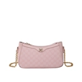 Sac bandoulière rose avec motif monogramme M et logo métallique doré chic - Rose