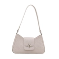 Borsa sottobraccio in pelle intrecciata beige con fibbia a stella argentata - Bianco