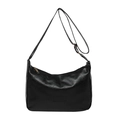 Minimalist black PU leather tote bag with adjustable shoulder strap and zipper closure - Black