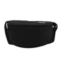 Minimalist black nylon crossbody bag with adjustable strap and fashion label detail - Black