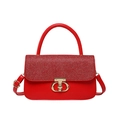 Chic red PU leather crossbody handbag with shimmering sequined flap and gold hardware - Red