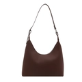 Chic brown leather half-moon hobo shoulder bag with silver hardware and minimalist design - Brown