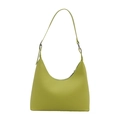 Minimalist avocado green crescent hobo bag in smooth leather with adjustable strap - Green