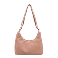 Retro dusty pink faux suede tote bag with adjustable shoulder strap on white background - No Pendant / Pink