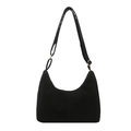 Minimalist vintage black large capacity tote bag in matte suede with adjustable strap - No Pendant / Black