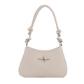Borsa a spalla color panna con trama intrecciata, stella d'argento e tracolla a nodo - Bianco