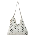 Grand sac fourre-tout blanc à pois noirs avec bandoulière réglable pour femme - Pois Blanc