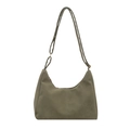 Minimalist sage green tote bag in matte soft leather with adjustable shoulder straps - No Pendant / Green