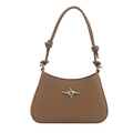 Borsa sottobraccio marrone effetto coccodrillo con fibbia a stella d'argento e stile retro - Cachi