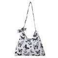 Sac fourre-tout en toile blanc avec imprimé papillon et détail noeud d'épaule - Nœud Noir