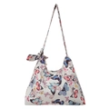 Grand sac fourre-tout blanc avec imprimés papillons colorés et bandoulière réglable - Style Papillon Coloré