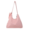 Sac fourre-tout en toile rose à pois avec bandoulières et pendentif zippé métal - Style à Pois Roses