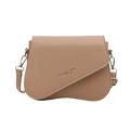 Schicke hellbraune Satteltasche mit verstellbarem Gurt und Fashion Trend Gravur - Khaki