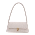 Minimalistische weiße Schultertasche mit Webmuster und goldenem Metallverschluss - Weiß