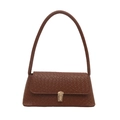 Minimalistische braune Baguette-Schultertasche mit Webstruktur und Gold-Metallschnalle - Hellbraun