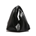 Sac seau plissé noir minimaliste avec une silhouette triangulaire unique en cuir PU souple - Noir