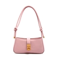 Pink minimalist baguette underarm bag with adjustable knotted strap and gold metal clasp - Pink