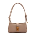 Beige rectangular underarm bag with knot strap details and gold metal clasp closure - Khaki