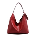 Klassische rote geflochtene Hobo-Tasche für Damen mit großem Fassungsvermögen und Metallschnallen - Rot
