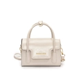 Mini borsa a mano in ecopelle crema con manico superiore e scritte dorate - Bianco