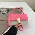 Modische rosa und beige gewebte Umhängetasche kleine quadratische Tasche mit Schloss - Rosarot