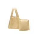 Sac seau en cuir grainé jaune clair avec pochette assortie et détails métalliques dorés - Jaune