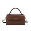 Borsa a tracolla marrone scuro con elegante trama a coccodrillo e dettagli dorati - Marrone
