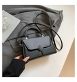 Borsa a mano bicolore nero e grigio con tracolla rimovibile e chiusura dorata - Nero
