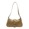 Elegante borsa a tracolla kaki con fiocco in pelle PU opaca per uno stile estivo chic - Oro