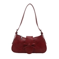 Borsa sottobraccio minimalista in similpelle rossa con fiocco e tracolla sottile - Rosso