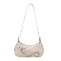 Chique beige halve maan onderarmtas met decoratieve zilveren gesp en schouderriem - Wit