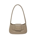 Retro khaki crescent shoulder bag with a gold metal bow buckle and minimalist design - Khaki