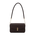 Brown crocodile embossed underarm bag with gold buckle and elegant chain strap - Brown