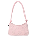 Borsa a mezzaluna rosa grande capacità in denim lavato con tracolla annodata e cerniera - Rosa
