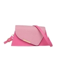 Borsa a mano trapezoidale rosa geometrica con strass e tracolla per donna alla moda - Rosa