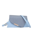 Borsa a tracolla azzurra asimmetrica con patta a righe e dettaglio in metallo dorato - Blu