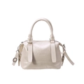 Bolso Boston blanco crema con letras en relieve y correa de hombro ajustable para mujer - Blanco