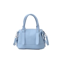Bolso de mano minimalista azul claro en cuero PU con letras grabadas y bandolera - Azul