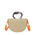 Sacoche bicolore orange et beige avec poignée métallique argentée de forme fluide - Orange