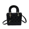 Elegant black quilted handbag with structured top handle and gold hardware on white background - No Pendant / Black