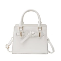 Bolso trapezoidal blanco con nudo decorativo y correa de hombro ajustable - Blanco