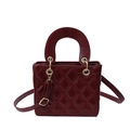 Deep red quilted crossbody bag with top handle and adjustable shoulder strap - No Pendant / Red