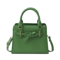 Elegante bolso de mano verde en piel sintética con lazo decorativo y herrajes dorados - Verde