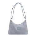 Bolso de hombro azul claro con textura plisada de rayas y correa ajustable - Azul