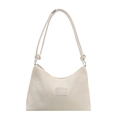 Bolso bandolera de rayas plisadas en blanco crema con correa ajustable y cremallera plata - Blanco
