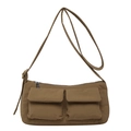 Chic brown nylon crossbody pillow bag with adjustable strap and dual front pockets - Brown