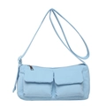 Bolso bandolera utilitario azul claro de nailon con bolsillos dobles y correa ajustable - Azul